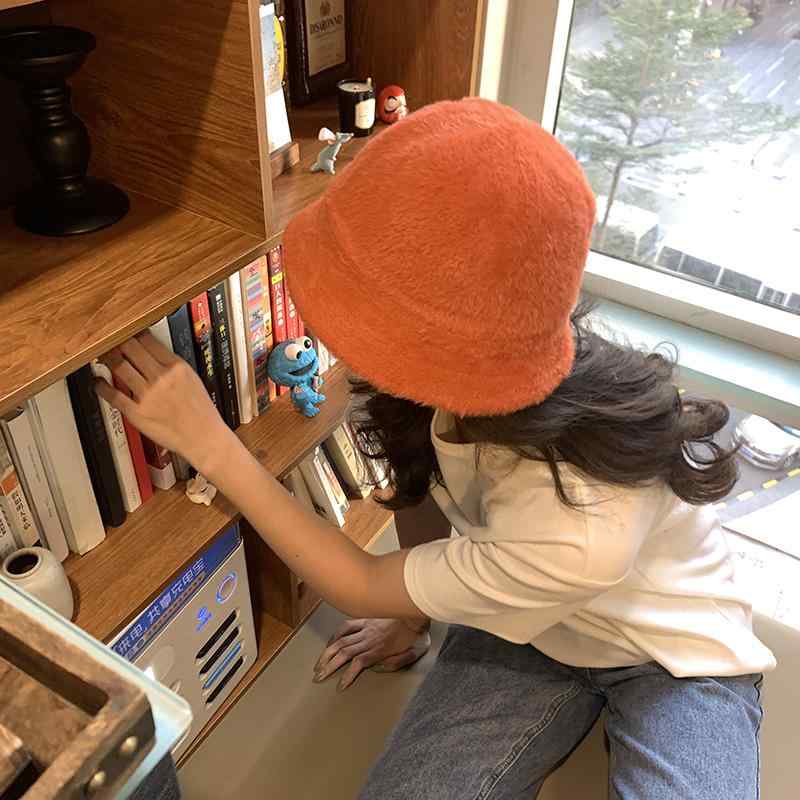 レディース 秋 冬 ニット 帽子 凹型ふわふわ 暖かい 厚み 弾性 サンシェード バケット ハット 釣り帽子