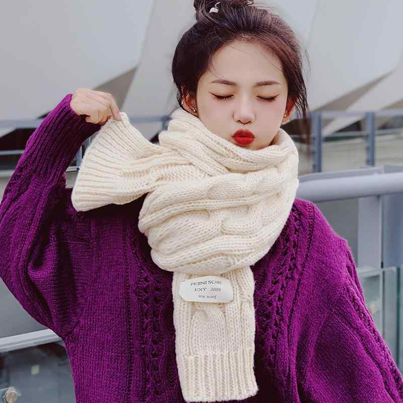 レディース 秋 冬 ニット ウール マフラー ショール 韓国 スカーフ ロング カップル ソリッドカラー 学..