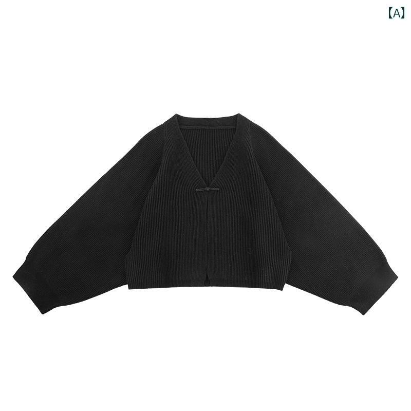 ジャケット 秋 冬 ニット ウール 若々しい 女性用 カーディガン ゆ たり 1つ ボタン セーター チャイナ ショール