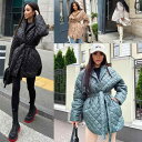 ジャケット レディース 冬 長袖 アメリカン ファッション スリムフィット ベルト チェック柄 ショート フロント バック ロング ミディアム ロング 綿入り