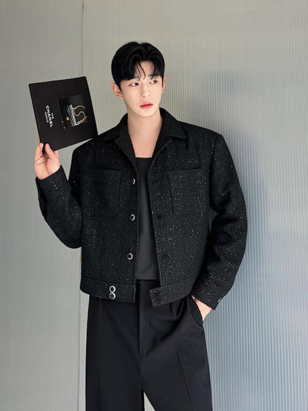 ジャケット メンズ 秋 冬 カジュアル かっこいい ハイエンド ショート スパンコール トップス