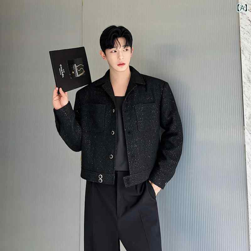 ジャケット メンズ 秋 冬 カジュアル かっこいい ハイエンド ショート スパンコール トップス