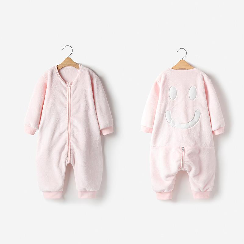 秋 冬 ロンパース かわいい 女子用 パジャマ 用 ベルベット 暖かい ベビー 寝袋 スプリット レッグ アンチ キック キルト 男子用 用 コーラル ベルベット ジャンプ スーツ