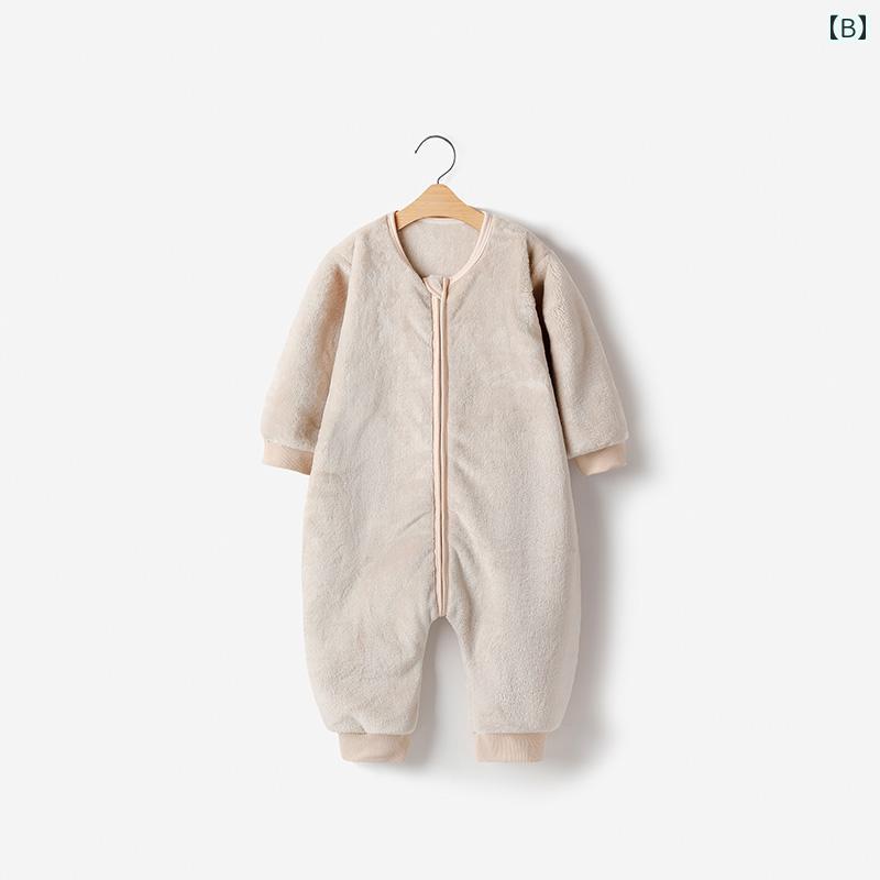 秋 冬 ロンパース かわいい 女子用 パジャマ 用 ベルベット 暖かい ベビー 寝袋 スプリット レッグ アンチ キック キルト 男子用 用 コーラル ベルベット ジャンプ スーツ