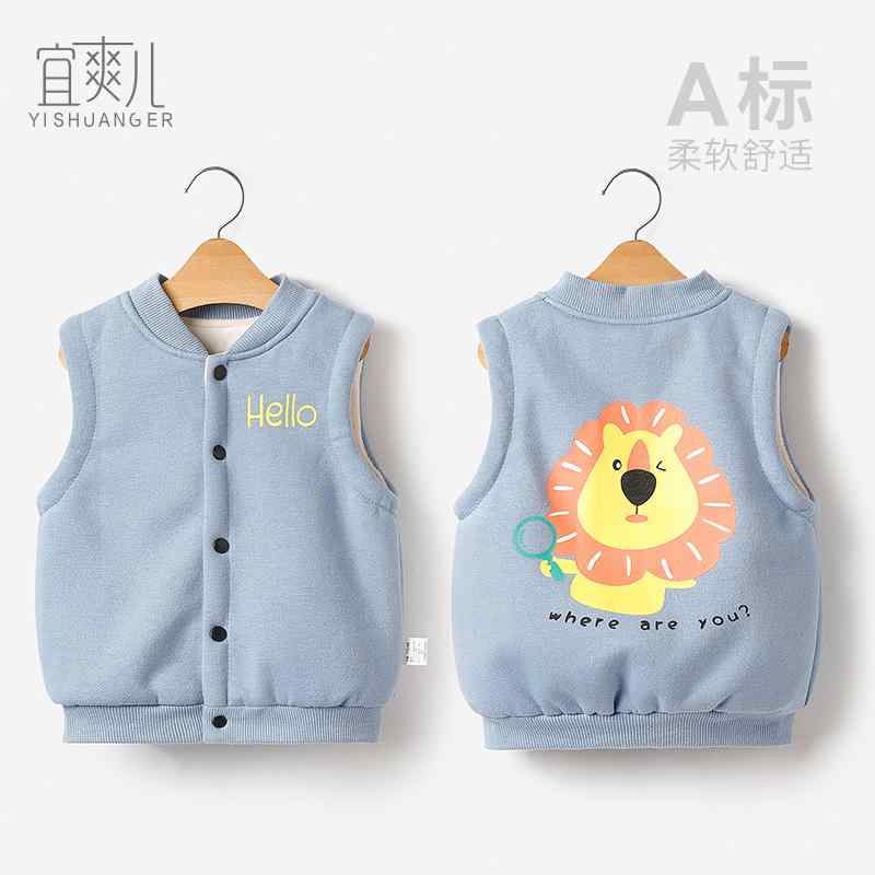 Rakuten - 秋 冬 子供用 ベスト 男子用 ベスト 赤ちゃん用 女子 ベルベット 暖かい アウターウェア 厚い チョッキ