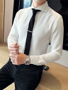 シャツ メンズ カジュアル フォーマル 長袖 トップス おしゃれ ウィンザー カラー 高級 ワッフル スリム ビジネス プロ フレンチ