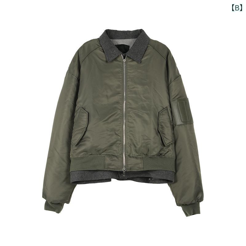 ジャケット メンズ コットン 冬 レザー かっこいい アウター ステッチ 厚手 pu フライング 野球