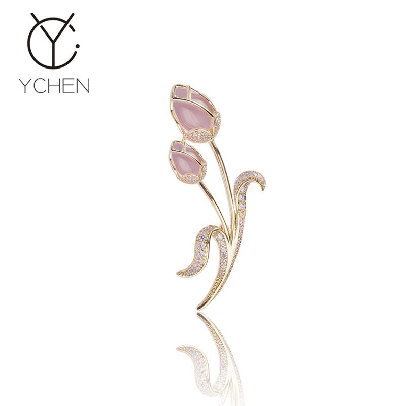 コート レディース ブローチ おしゃれ 参観日 ギフト エレガント ピンク チューリップ ハイエンド スーツ ピン