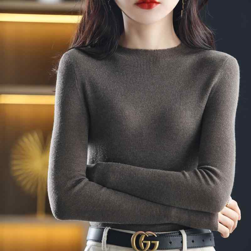 レディース ニット ウール トップス オール シーズン 快適 60 番手 梳毛 セーター ラウンドネック ピッ..