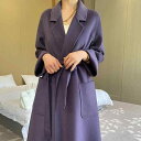 コート レディース ウール アウター ナイトガウン ウォーター リップル 女性 ハイエンド 韓国 両面 ロング