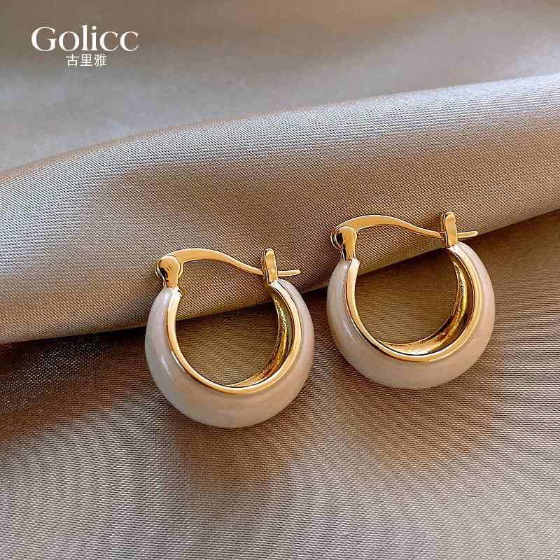 レディース 秋 冬 ピアス かわいい フレンチ ドリップ 釉 フープイヤリング ホット ユニーク イヤリング ハイエンド イヤリング