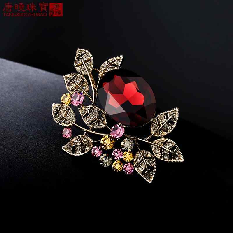コート レディース ブローチ おしゃれ スーツ ピン 装飾 ハイエンド 贅沢 オーストリア 産 クリスタル リーフ 個性 カーディガン コサージュ