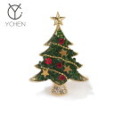 コート レディース ブローチ おしゃれ クリスマス ギフト 精巧 かわいい グリーン クリスタル クリスマス ツリー ガールフレンド用 セーター ピン