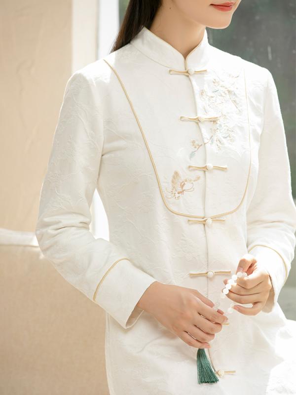 ドレス レディース コットン 秋 冬 ファッション Yishu Fanghua · Chu Chan 中華 女性 唐装 漢服 ロング リネン 瞑想 茶