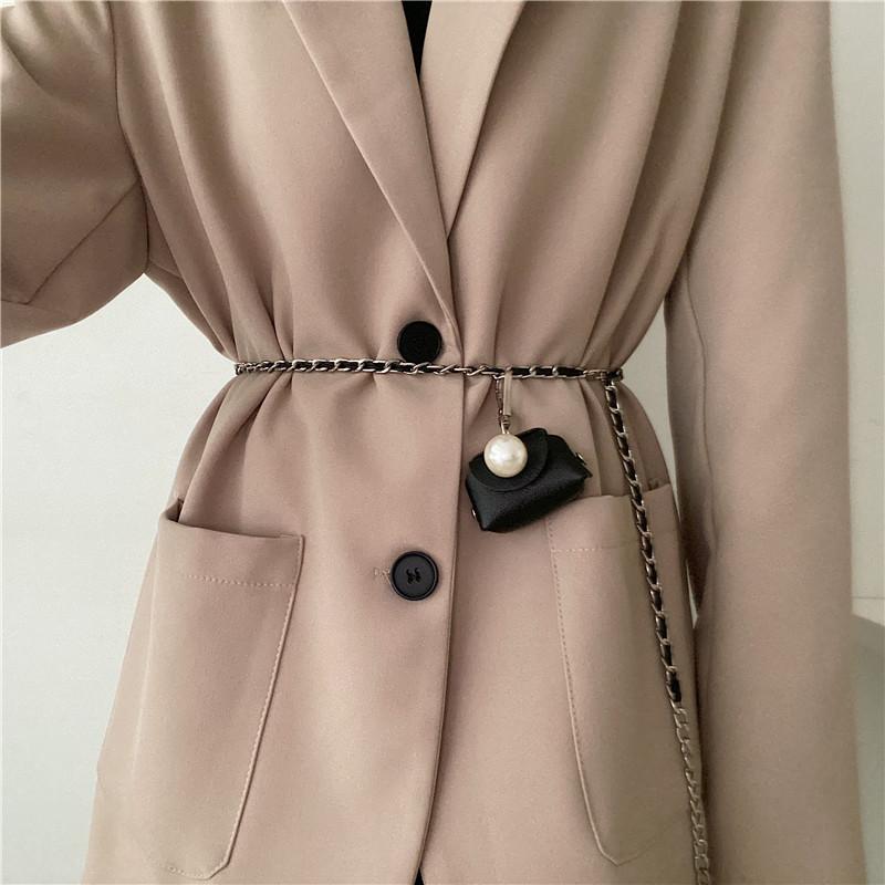 ドレス レディース ウエスト チェーン ベルト 女性用 パール小 袋 ベルト スーツ ど エレガント 装飾 ..