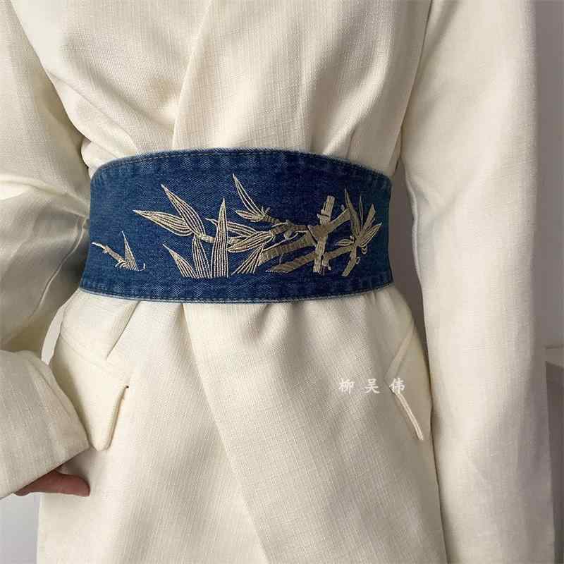 スカート レディース ベルト ワイド デニム 結び目 ベルト スーツ ガードル ハイエンド ウエスト 女性用