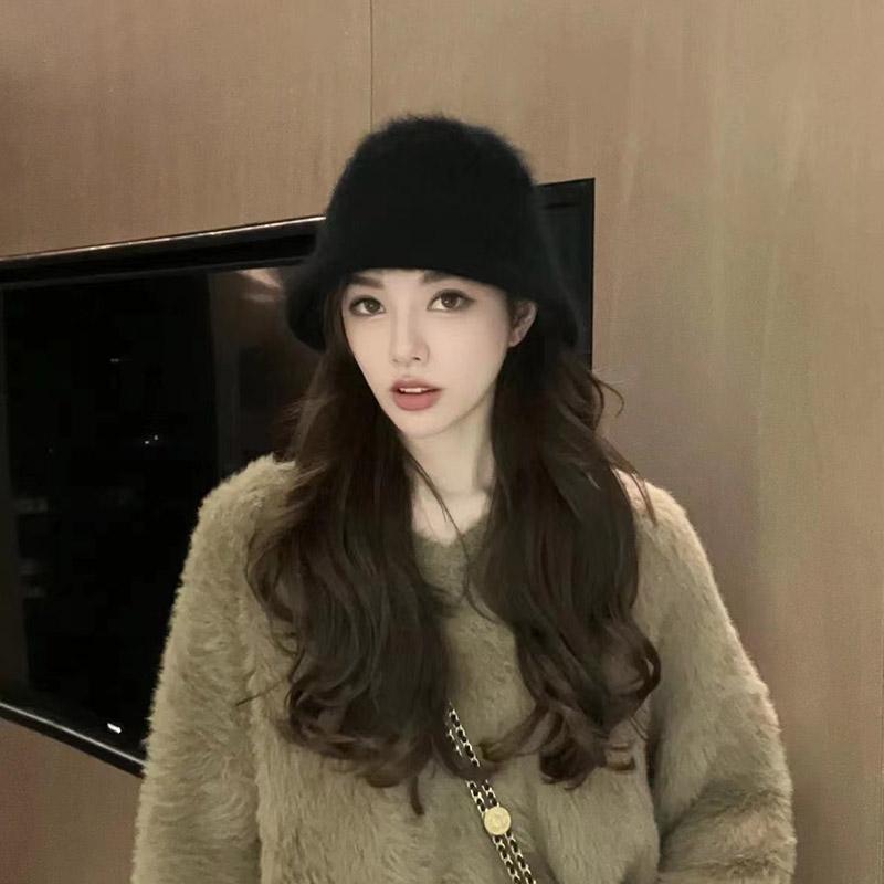 秋 冬 釣り 帽子 アウトドア 登山帽 ウサギ 毛 漁師 帽子 女性用 暖かい 韓国 小さい バケット ハット ショッピング バケット ハット