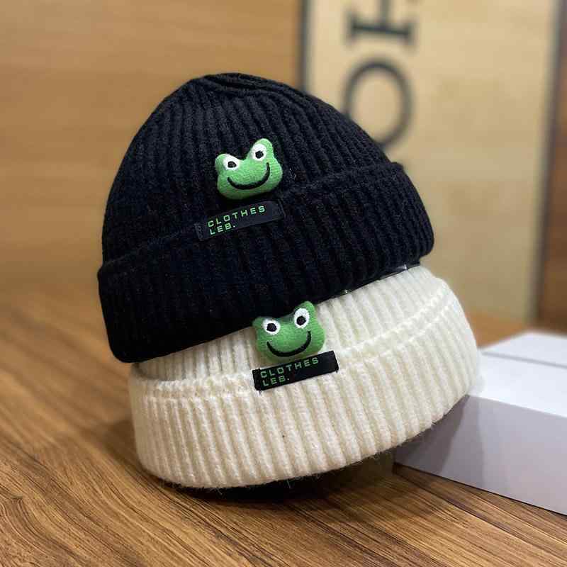 秋 冬 ニット ウール 帽 新 韓国 カエル 帽子 女性 かわいい プルオーバー コール...