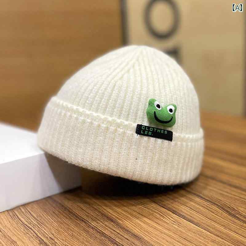秋 冬 ニット ウール 帽 新 韓国 カエル 帽子 女性 かわいい プルオーバー コール...