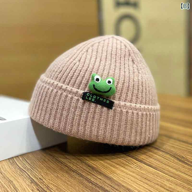 秋 冬 ニット ウール 帽 新 韓国 カエル 帽子 女性 かわいい プルオーバー コール...