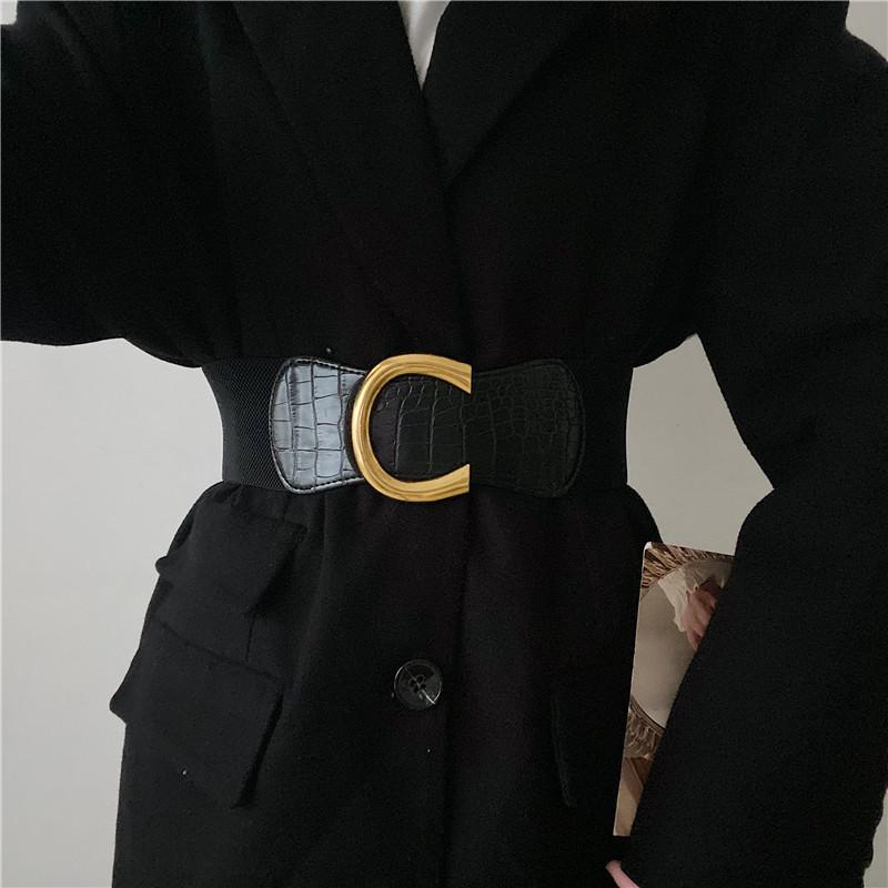 スカート レディース ベルト ワイド 欧米 伸縮性 ゴム ベルト インス マッチング スーツ ウエスト ガードル ウエスト 万能 おしゃれ(4.0)