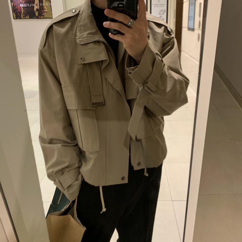 ジャケット メンズ トップス 韓国 機能的 軽い 成熟 レトロ ワークウェア ショート スタンドカラー パイロット