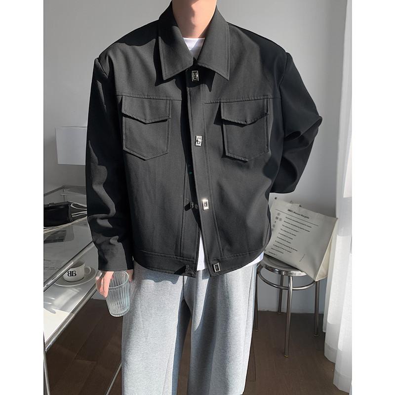 ジャケット メンズ 秋 春 韓国 雰囲気 肩 パッド ファッション ゆったり ショート アウトドア ワーク
