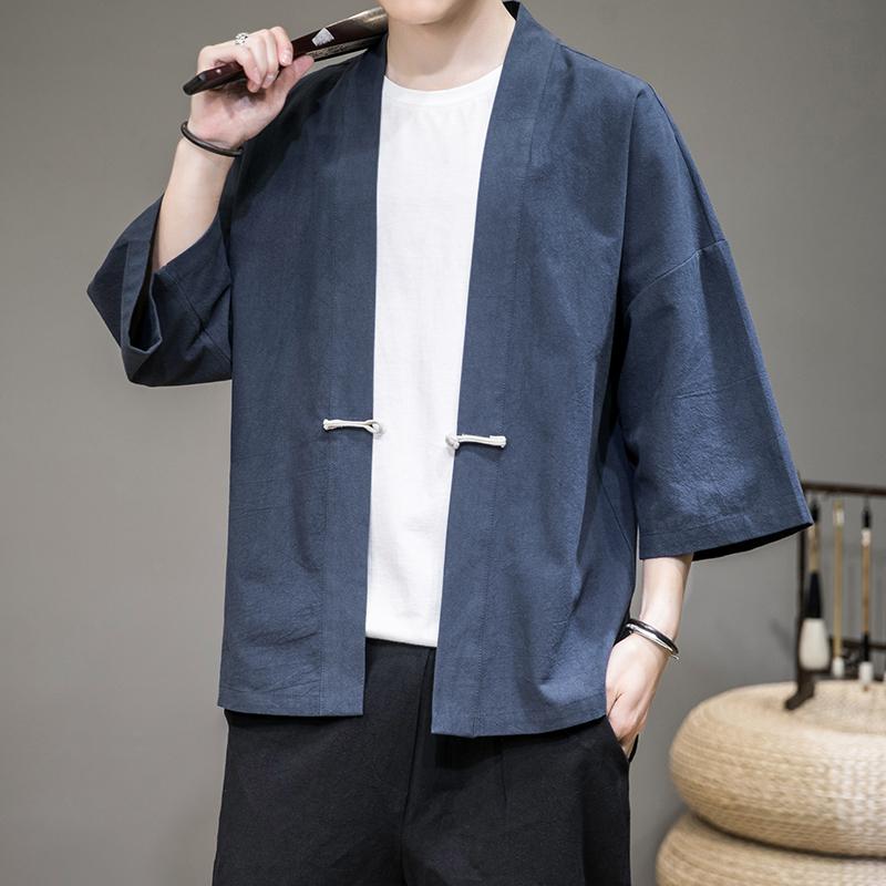 ジャケット メンズ アウター 漢服 中華風 リネン ボタン カーディガン ローブ レトロ 唐 スーツ 綿 リネン マント 着物