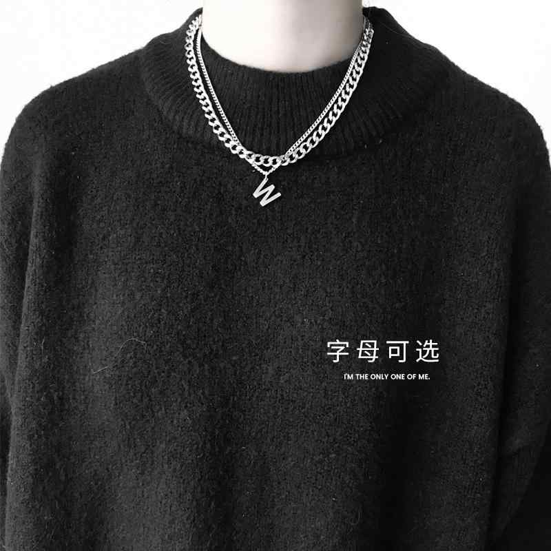 アクセサリー レディース 秋 冬 ネックレス かっこいい シンプル W レター セーター チェーン 二重層 ヒップ ホップ チェーン 鎖骨 ネック