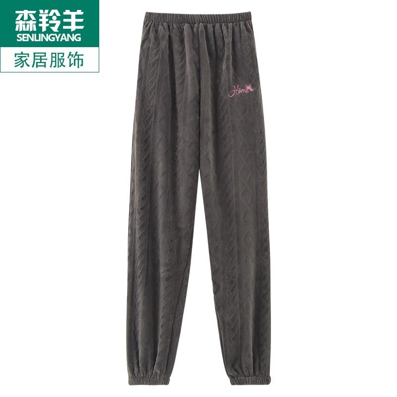 メンズ 秋 冬 カジュアル パジャマ ズボン 快適 ゆったり ホーム フランネル 暖かい コーラル フリース ベルベット 厚みある