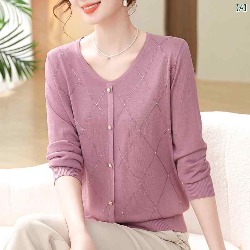 ママ 美しい レイヤリング シャツ 大きめサイズ ニット トップス レディース 春秋 小さめ シャツ