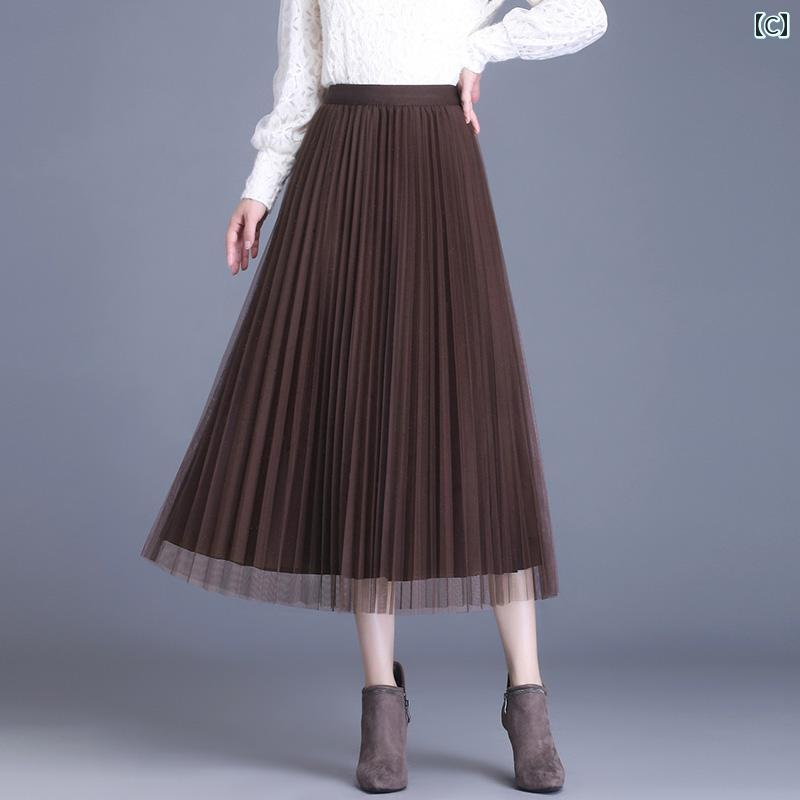 レディース スカート ハイウエスト プリーツスカート Aラインスカート 秋冬 カジュアル シンプル デイリー ビジネス 学校行事 ショッピング 快適コーデ