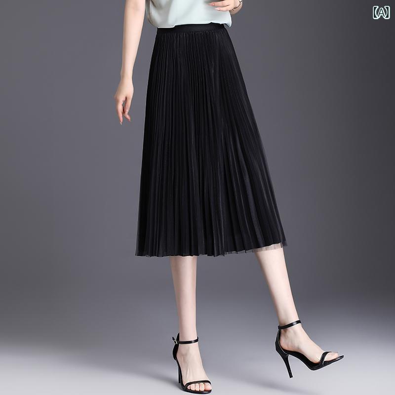 レディース スカート プリーツスカート Aラインスカート 春夏 カジュアル シンプル スリム見え デイリー ビジネス 学校行事 ショッピング 快適コーデ