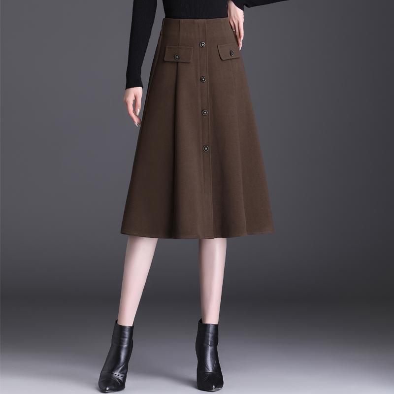 レディース ボトムス スカート Aライン ミディアム丈 タイト ハイウエスト フレア スリム 防寒 レディース シック 通勤 オフィス フォーマル 秋冬 婦人服