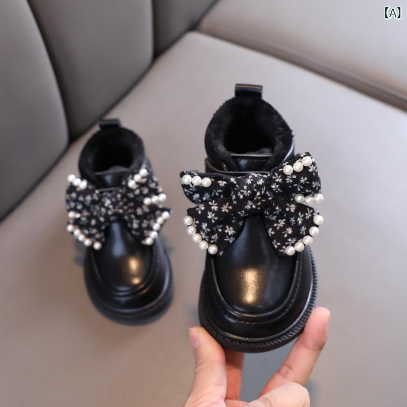 キッズ ジュニア シューズ ブーツ 女の子 女の子 レザー 起毛 コットン ウィンター スイート プリンセス 子供