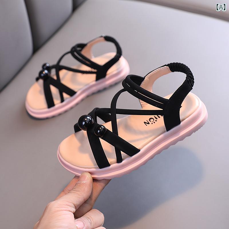 サンダル かわいい キッズ ジュニア シューズ 女の子 夏 ファッション ソフト オープントゥ カジュアル..