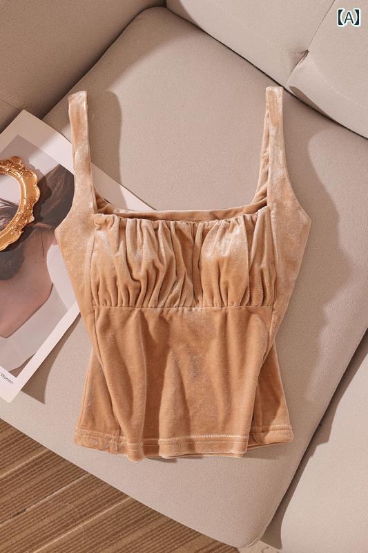 レディース 秋冬 ベルベッド キャミソール モテ服 トップス セクシー レイヤード スタイリッシュ おしゃれ 女の子 韓国 イベント フェス ダンス レジャー デート アップ