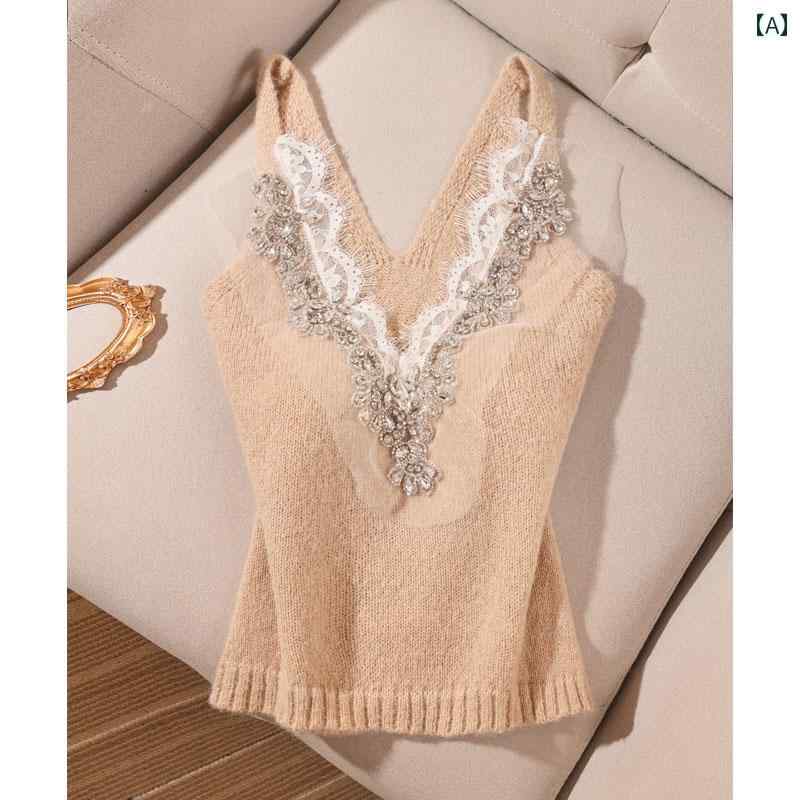 レディース 秋冬 ニット キャミソール モテ服 モチモチ 柔らかい トップス レイヤード おしゃれ スタイリッシュ 韓国 イベント フェス 日常着 レジャー オフィス デート アップ