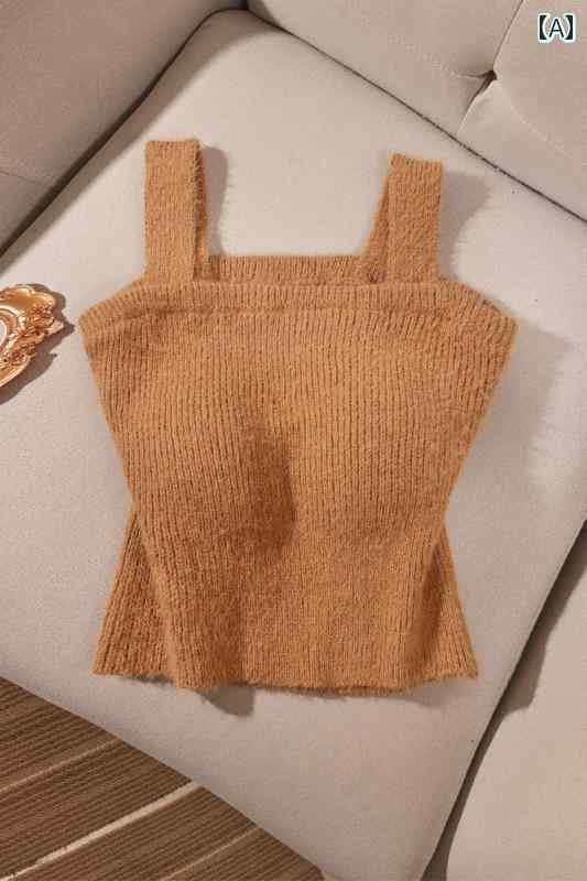 レディース 秋冬 ニット キャミソール スタイリッシュ レイヤード かわいい おしゃれ 韓国 イベント フ..