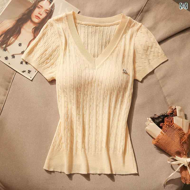 レディース 夏 パット付半袖トップス モテ服 Vネック レイヤード スタイリッシュ おしゃれ 韓国 イベン..