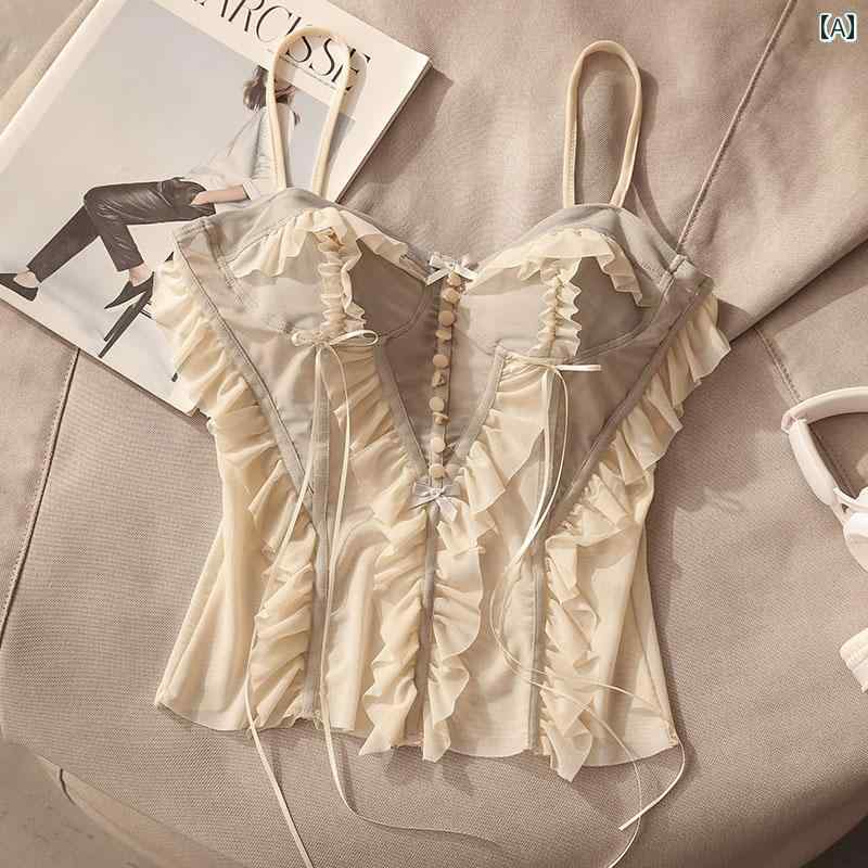 レディース 夏 レース キャミソール モテ服 トップス セクシー レイヤード スタイリッシュ おしゃれ 女の子 韓国 イベント フェス ダンス コスチューム レジャー デート アップ(4)