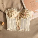 キャミソール 刺繍 コルセット ショート丈 タイトフィット スリム フェス イベント セクシー スタイリッシュ 魅惑 おしゃれ レディース ファッション