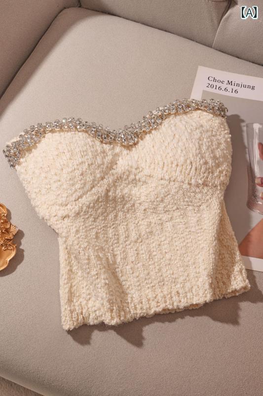 Camisoles - チューブトップ ビスチェ キャミソール ノースリーブ ショート丈 タイトフィット スリム フェス イベント セクシー スタイリッシュ 魅惑 おしゃれ レディース