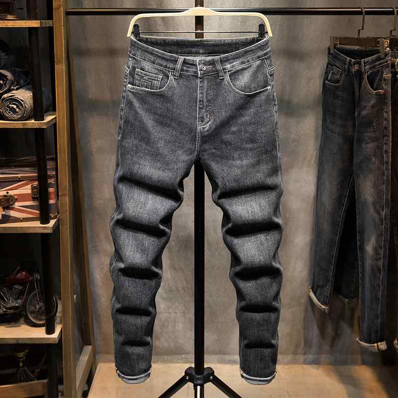 パンツ デニムパンツ メンズ 春秋 ジーンズ スリムフィット 裾細 弾性 ロング ファッション ブラック グレー マイクロ