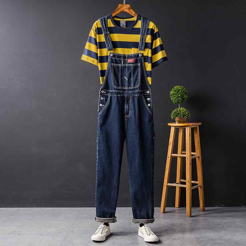 オーバーオール サロペット おしゃれ 作業着 メンズ レディース アメリカン 韓国 ストレート ジャンプ スーツ ネイビー ダーク ブルー ..
