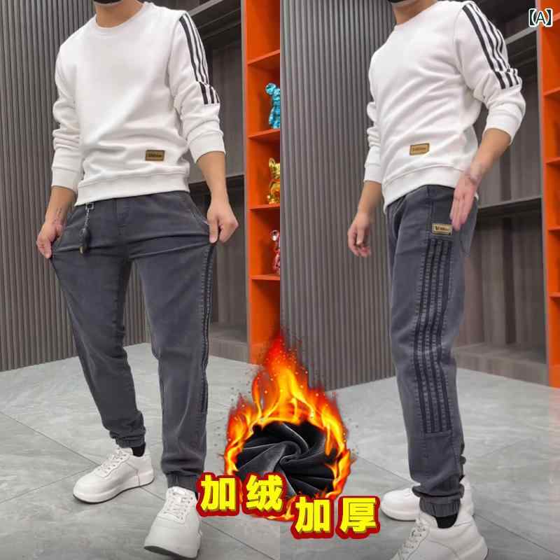 パンツ トップス デニム メンズ レディース ボトムス アウトドア ズボン ジーパン ベルベット スウェットシャツ 快適 ラウンドネックプルオーバー カジュアル ジーンズ スーツ 冬 secure-depo-10497689 セキュアデポ サンプル画像2