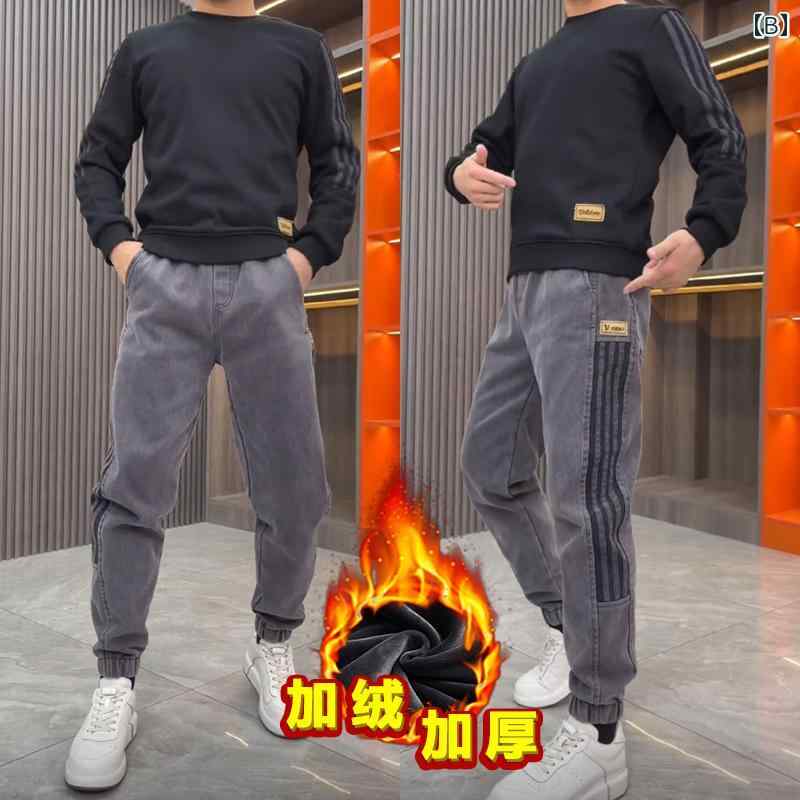 パンツ トップス デニム メンズ レディース ボトムス アウトドア ズボン ジーパン ベルベット スウェットシャツ 快適 ラウンドネックプルオーバー カジュアル ジーンズ スーツ 冬 secure-depo-10497689 セキュアデポ サンプル画像3