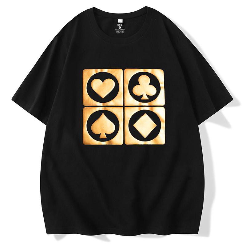 トップス シャツ Tシャツ かっこいい メンズ 興味深い スペード トランプ 半袖 ホットスタンピング 大きいサイズ ヒップ ホップ アメリカン