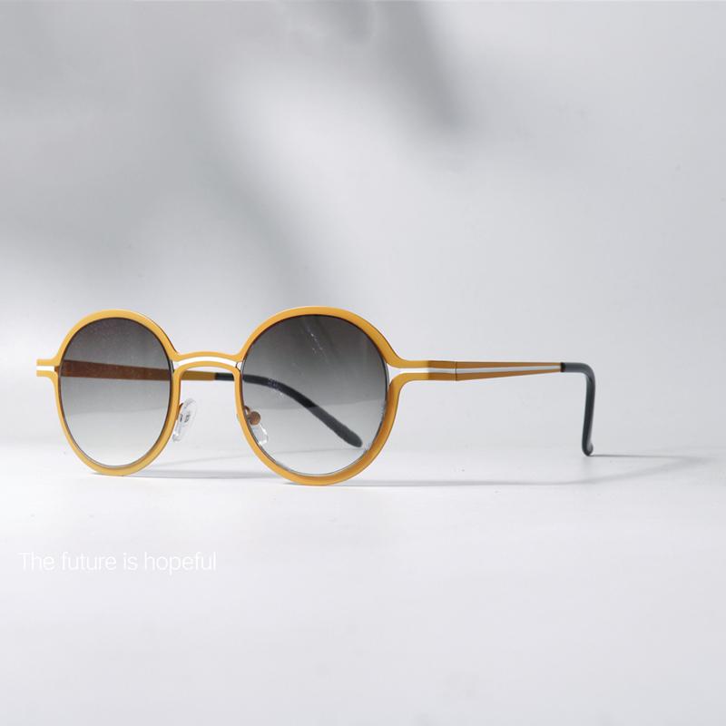 サングラス おしゃれ ラウンド カラフル メタル フレーム サングラス 春夏秋 紫外線対策 UV 400 抗UV アメリカン 対照的 サングラス(4)