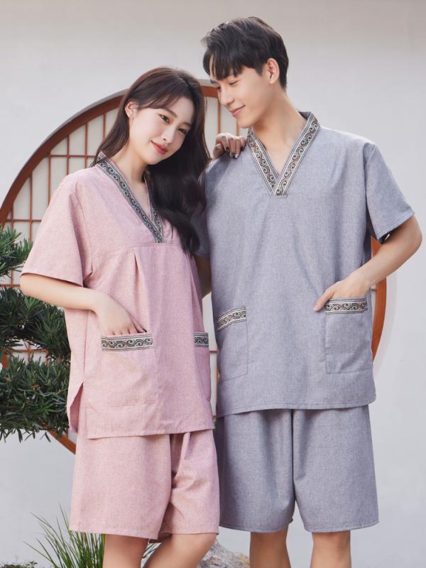 温泉 スーツ リラックス パジャマ 健康ランド 服 高級感 大型 サウナ スーツ 綿 レディース 男性 カッ..